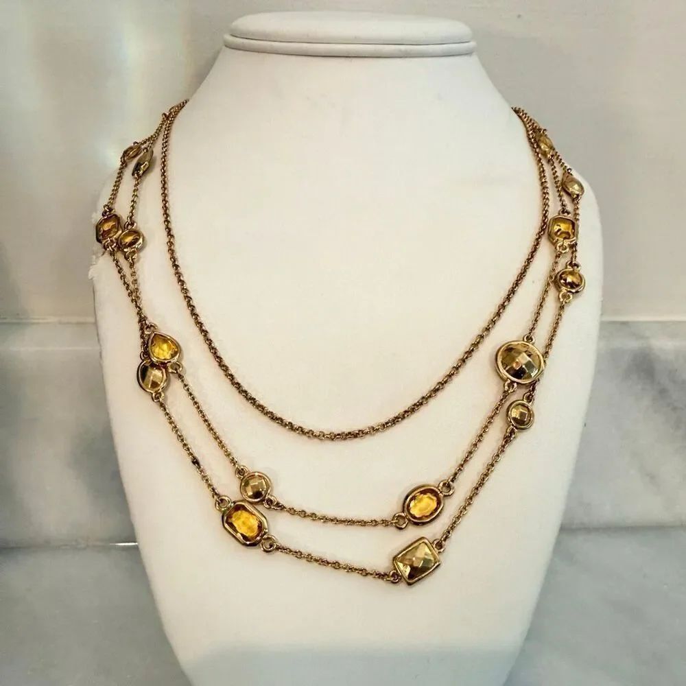 Vintage Stella and Dot Triple Strand Haley Custom Designed Gold-tone Necklace